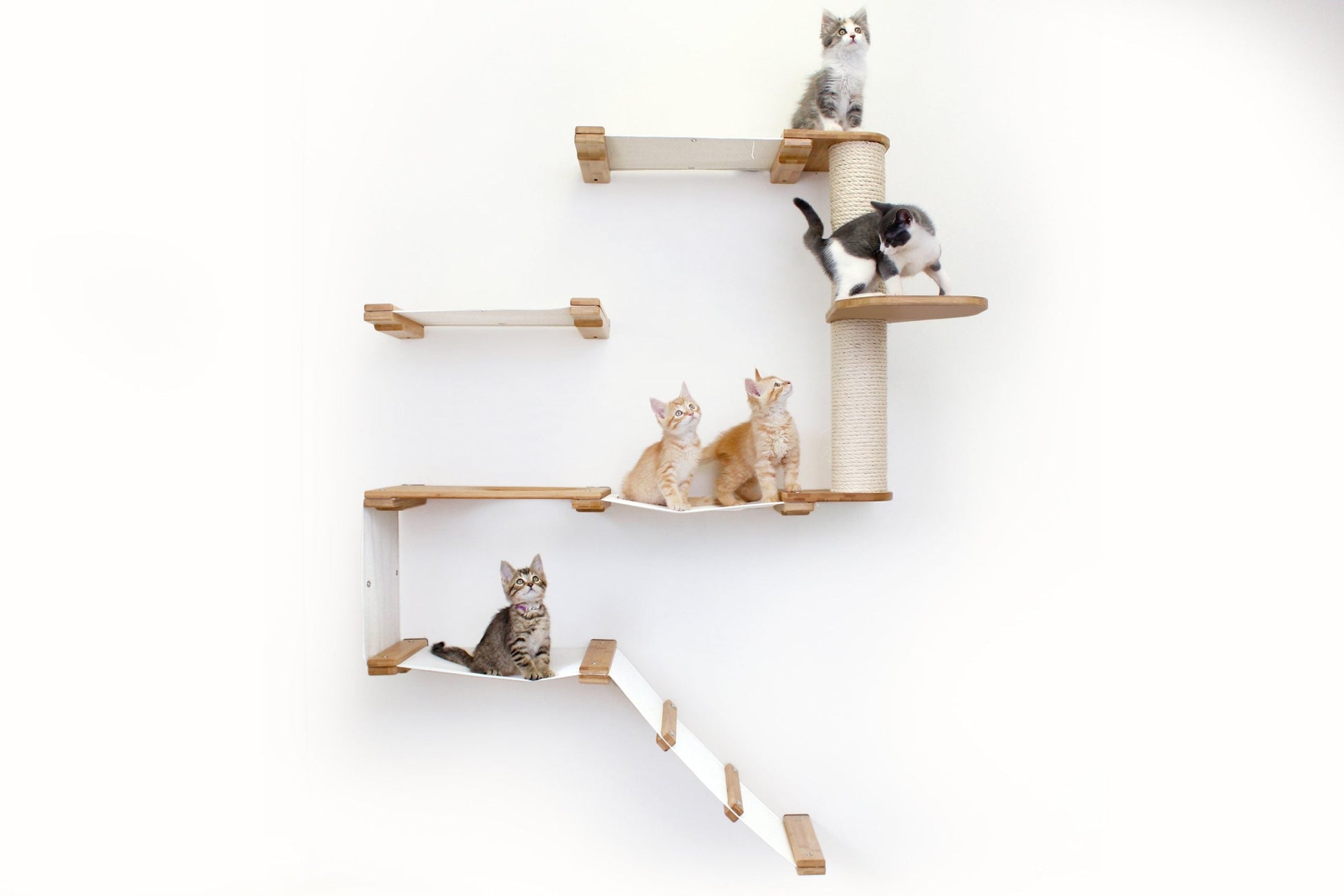 The Deluxe Cat Fort - Modern Cat Condo Onyx Bamboo Charcoal Gray Canvas Pole Cat Condo Catastrophic Creations