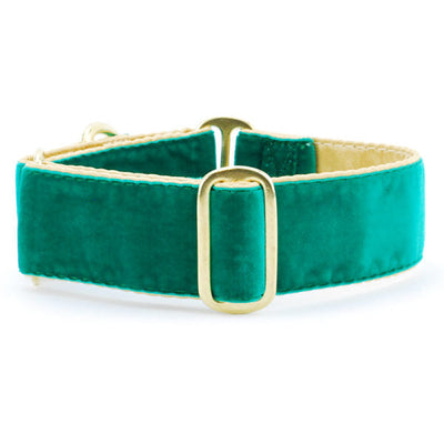 Holiday Velvet – Green/Gold Dog Collar 2 Hounds Design
