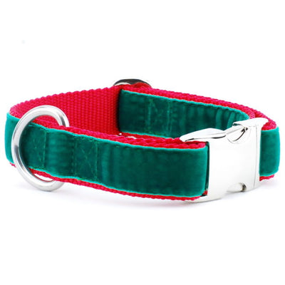 Green/Red Holiday Velvet Essential Buckle Martingale Dog Collar 2 Hounds Design