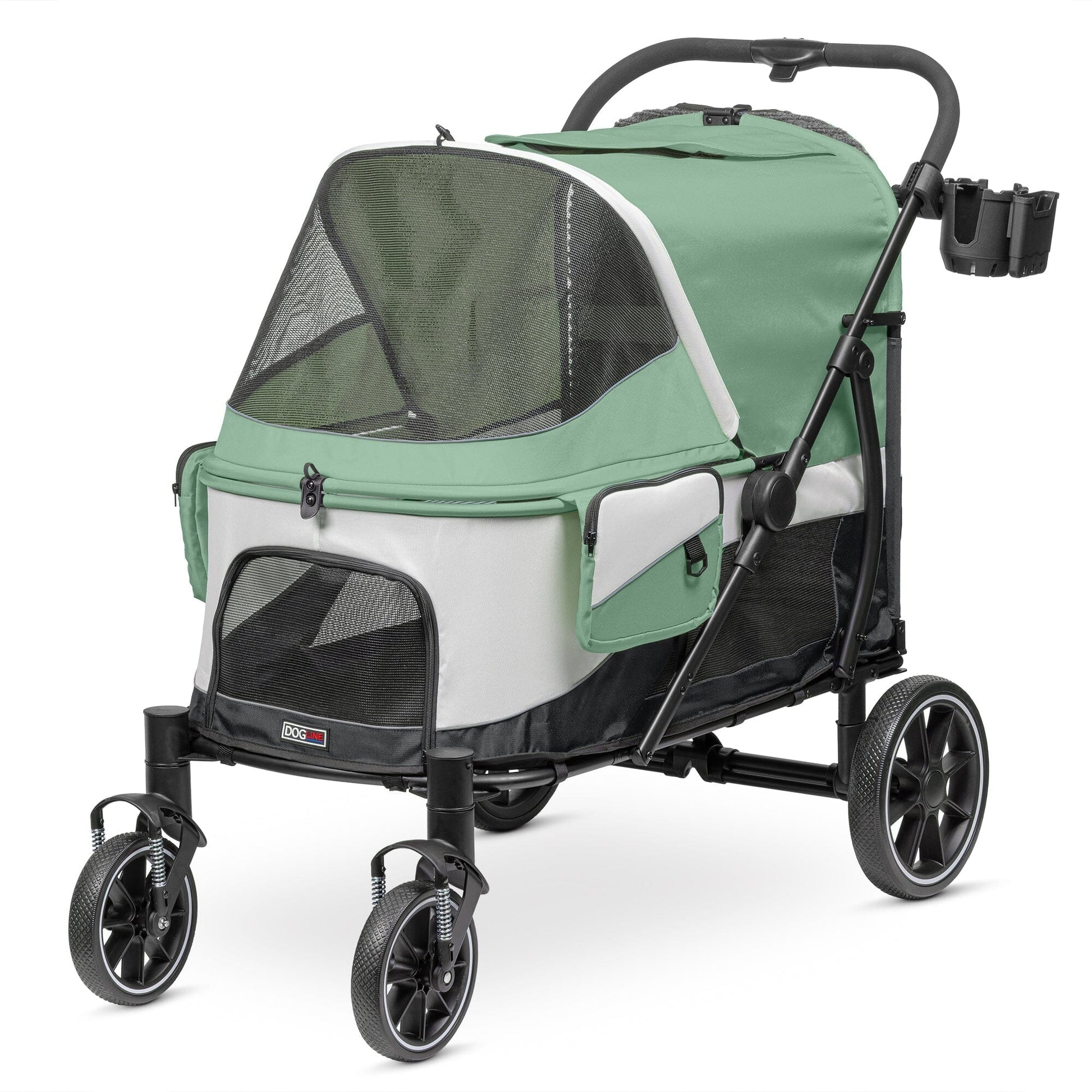 Powerhouse Pet Cruiser Stroller with Easy Access Ramp Sage Green Black Pet Carriers Dogline