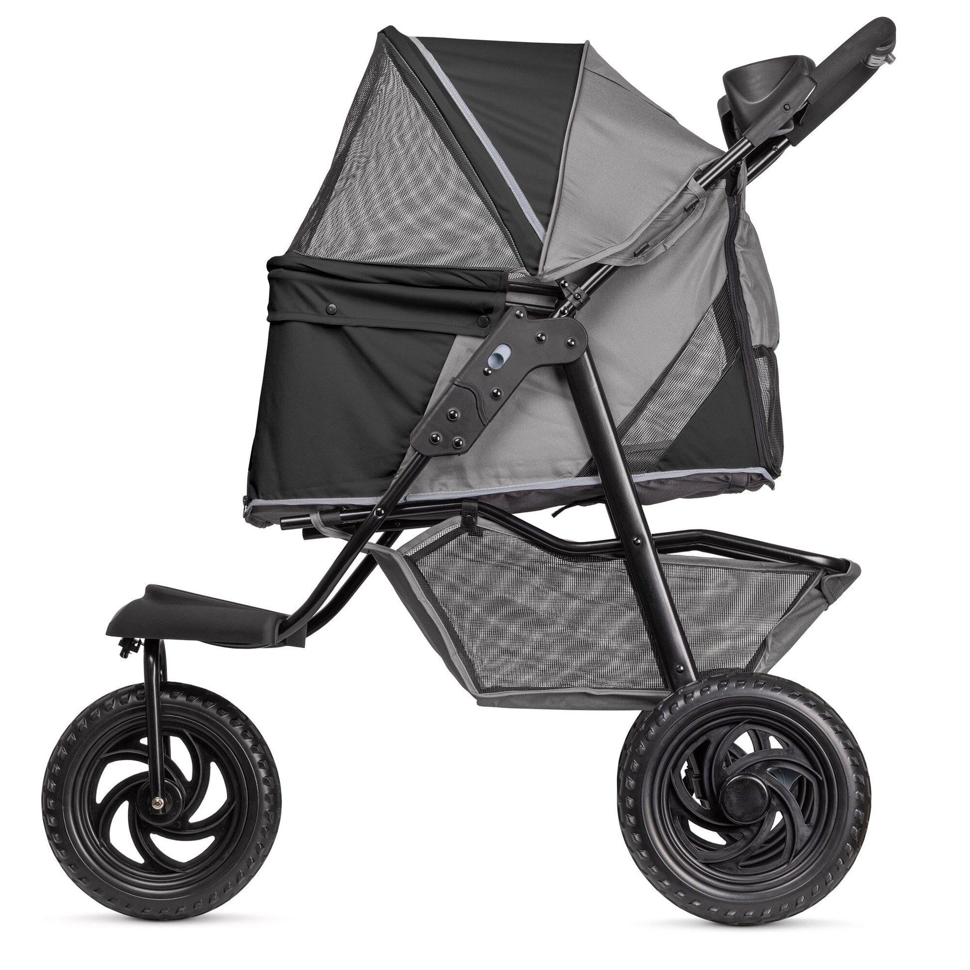 TrailRunner Pet Stroller with 12" Mixed Terrain Rubber Tires Gray Black Pet Carriers Dogline