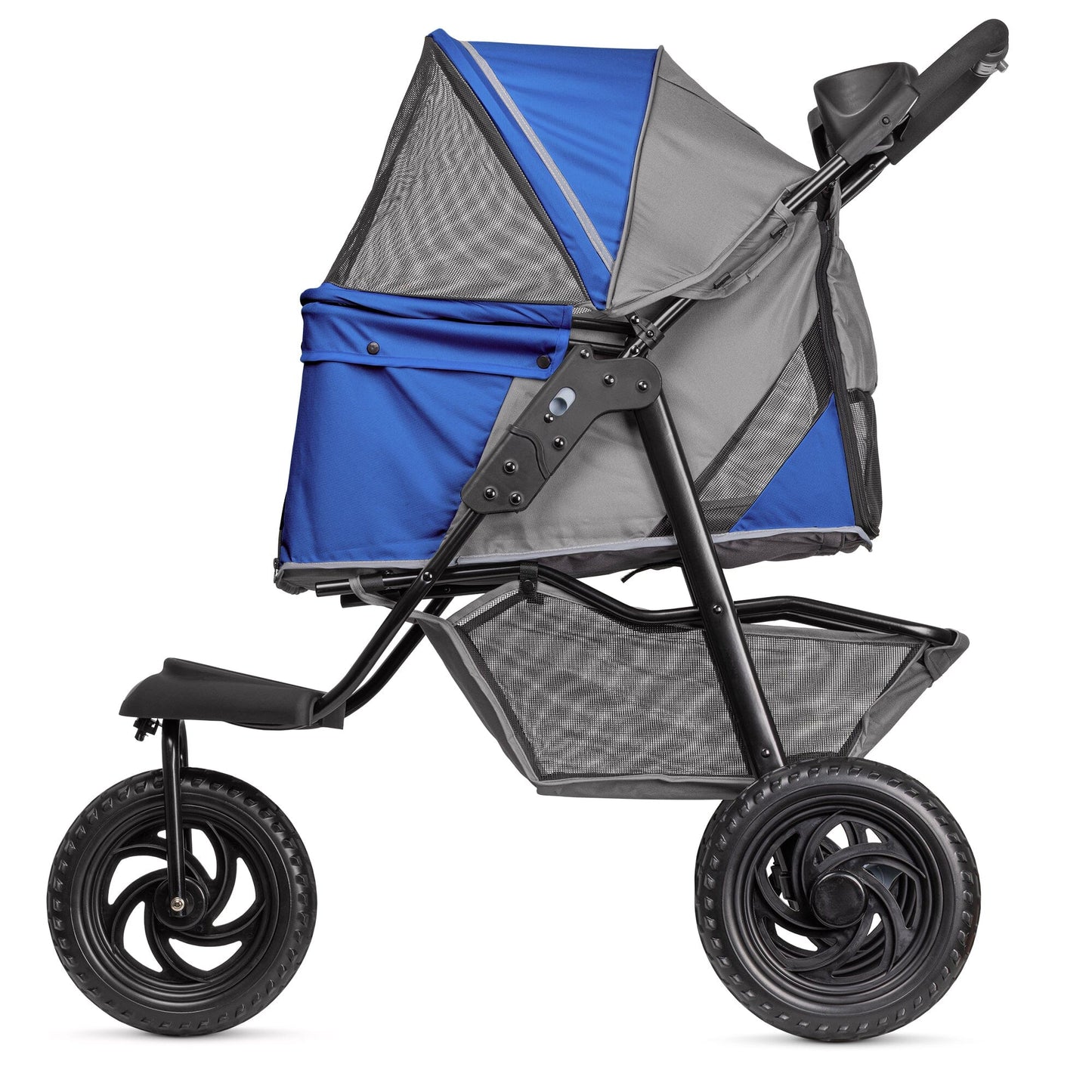 TrailRunner Pet Stroller with 12" Mixed Terrain Rubber Tires Gray Blue Pet Carriers Dogline