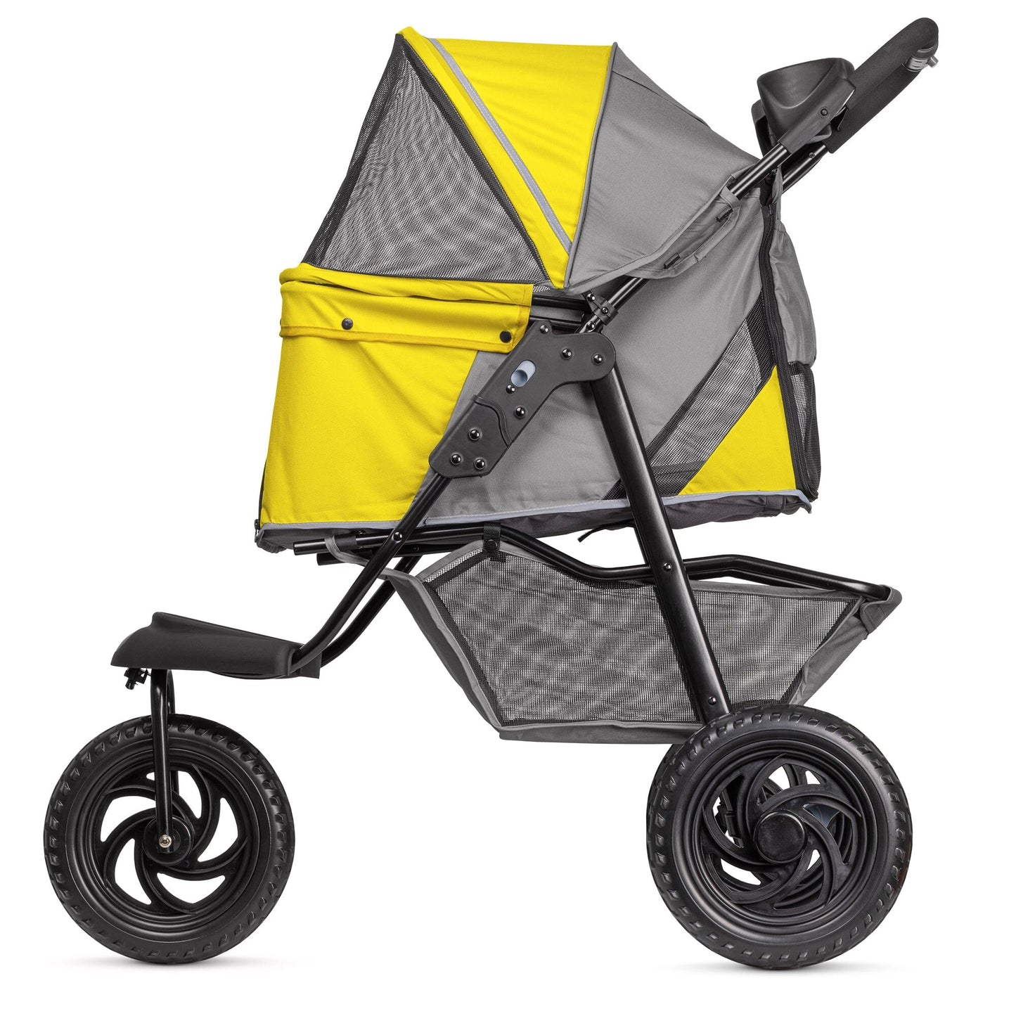 TrailRunner Pet Stroller with 12" Mixed Terrain Rubber Tires Gray Yellow Pet Carriers Dogline