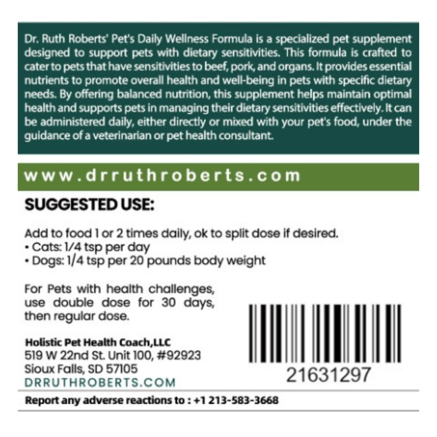 PRE-ORDER Daily Wellness Formula — Glandular-Free Multivitamin for Dogs & Cats with Beef, Pork, or Organ Sensitivities Vitamins & Supplements Dr. Ruth Roberts