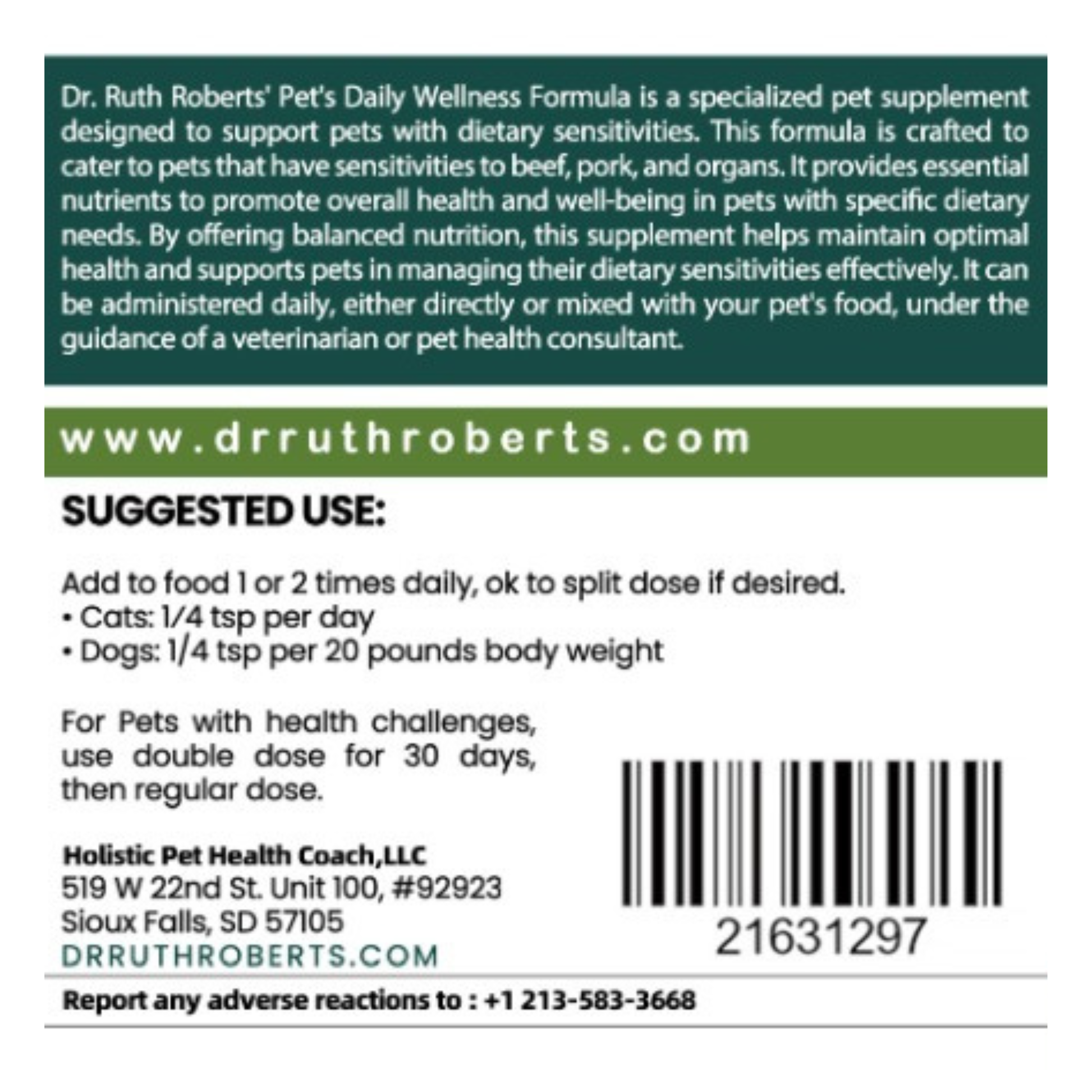 PRE-ORDER Daily Wellness Formula — Glandular-Free Multivitamin for Dogs & Cats with Beef, Pork, or Organ Sensitivities Vitamins & Supplements Dr. Ruth Roberts