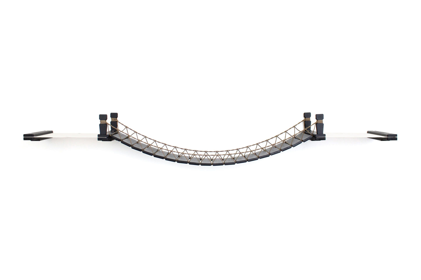 Double Cat Hammock and Climbing Bridge Combo Onyx Bamboo Natural Canvas 50" Cat Bridge Catastrophic Creations