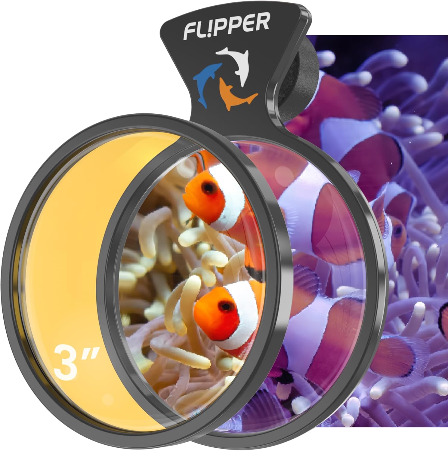 DeepSee Viewer Black Nano 3" - Orange Filter Aquarium Viewer Flipper Aquarium Products