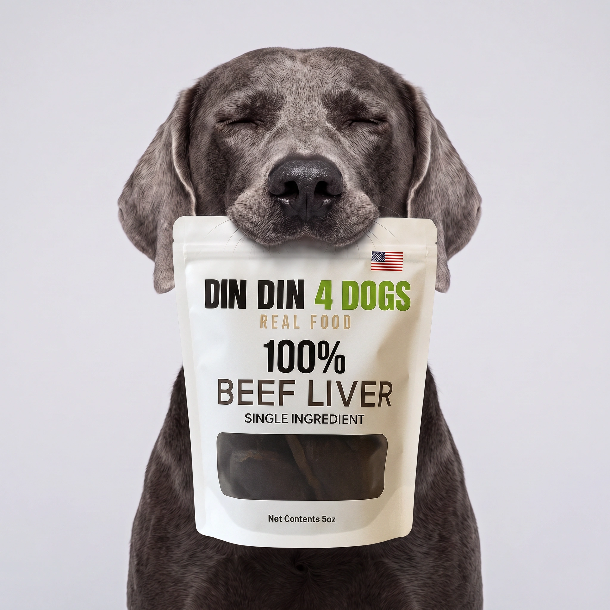 Beef Liver Dog Treats, 5 Ounce Bag, Single Ingredient, High Protein Treat Din Din 4 Dogs