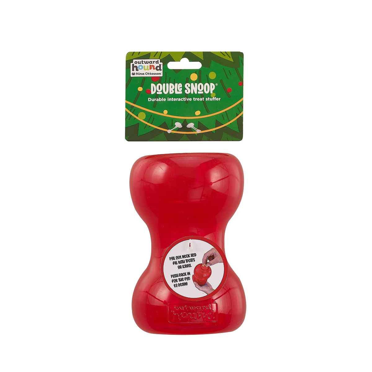 Planet Dog Orbee-Tuff Double Snoop Interactive Treat-Dispensing Dog Toy Double Red Dog Toys Balls Outward Hound