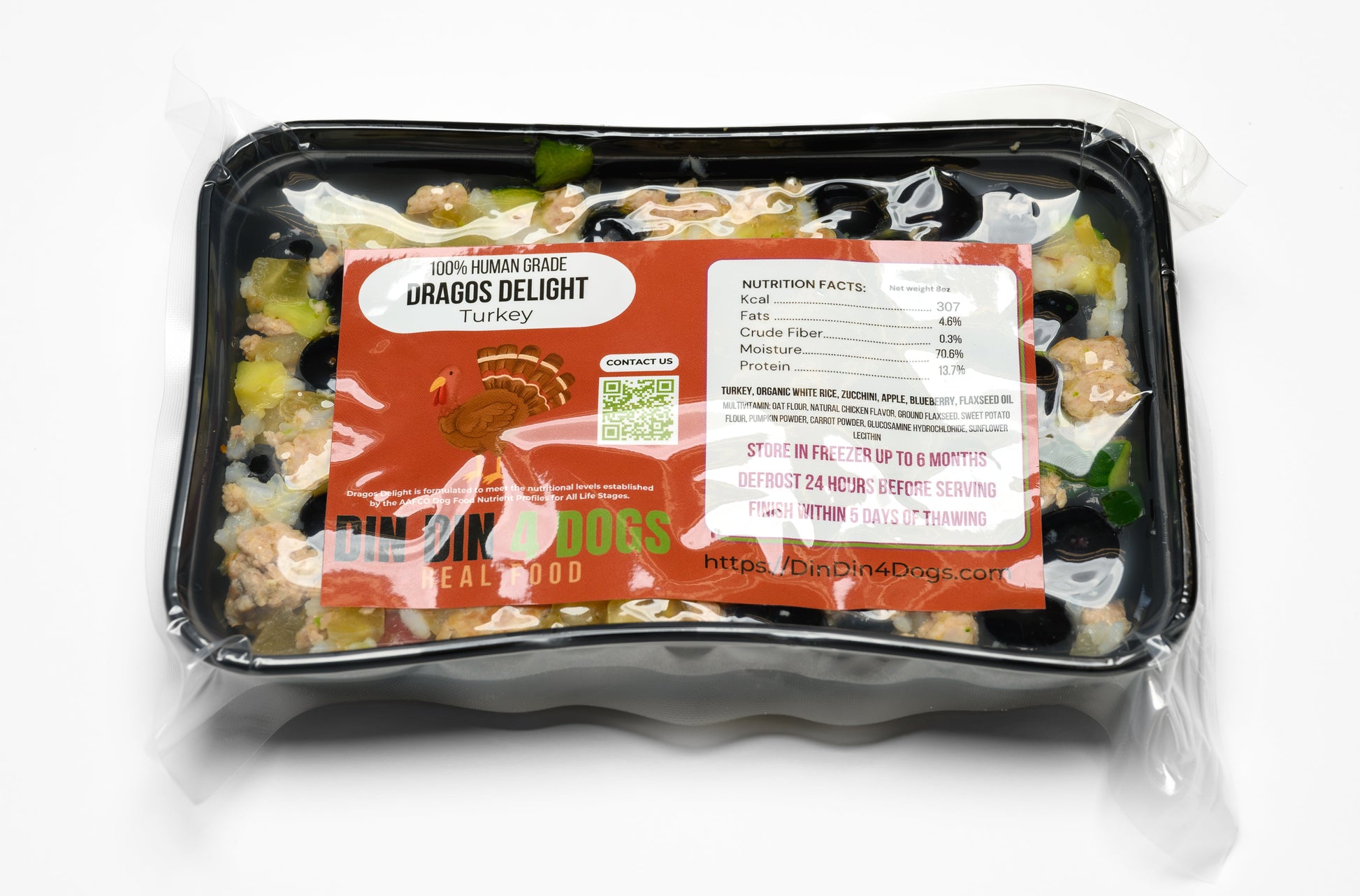 Chicken and Turkey Combo - case includes 24, 8oz meals Dog Food Din Din 4 Dogs