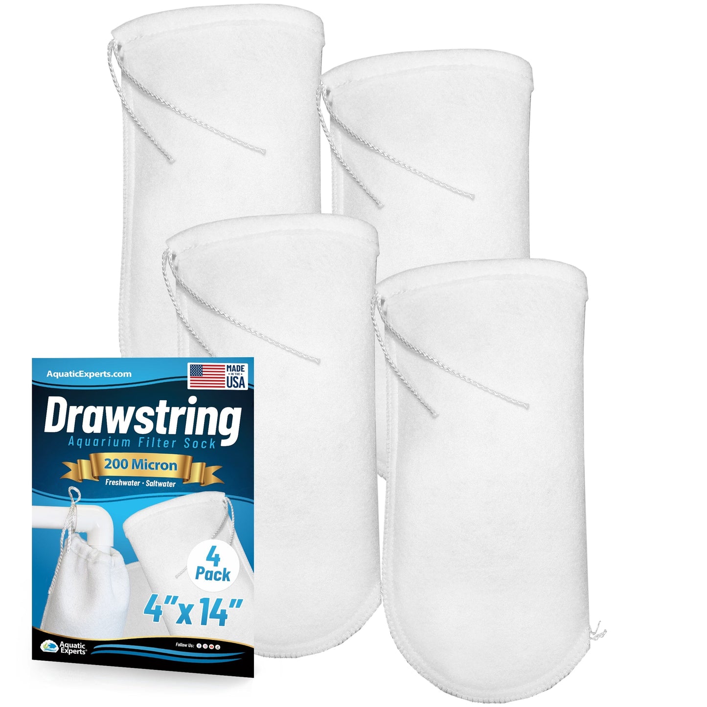 Aquatic Experts Drawstring Filter Sock 200 Micron for Saltwater & Reef AquariumsAquarium Filter Sock 200 Micron for Saltwater & Reef Aquariums Aquatic Experts