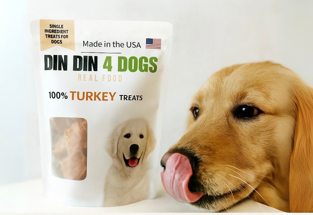 Turkey Dog Treats, 5 Ounce Bag, Single Ingredient, High Protein Treat Din Din 4 Dogs