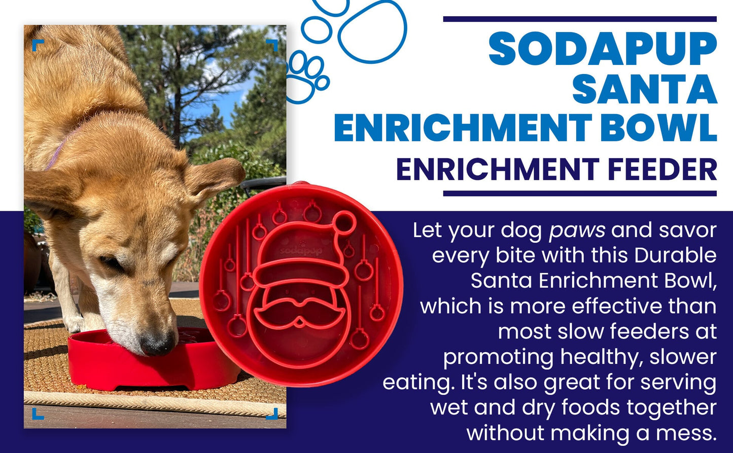 Santa Christmas eBowl Deep Slow Feeder Dog Bowl for Enrichment | USA Made EBOWL SodaPup/True Dogs, LLC