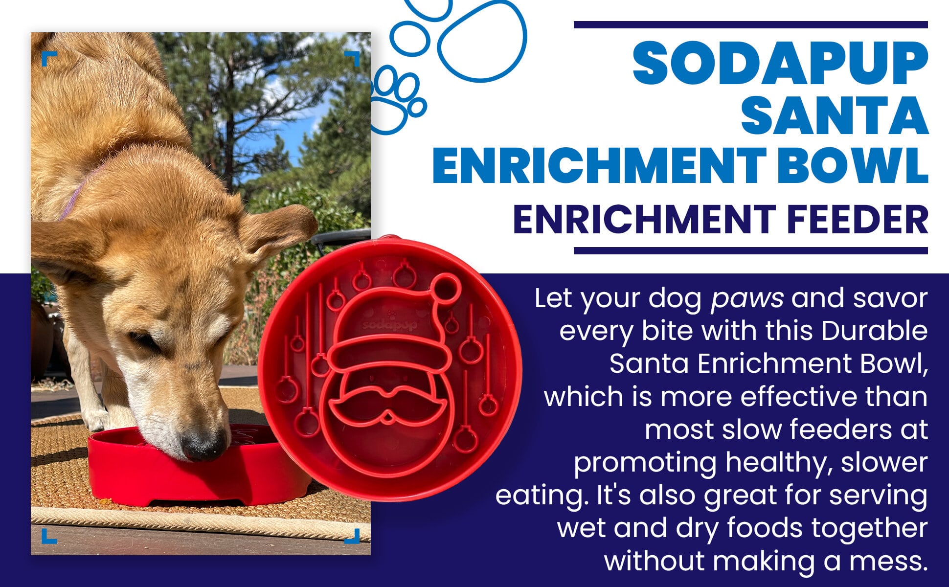 Santa Christmas eBowl Deep Slow Feeder Dog Bowl for Enrichment | USA Made EBOWL SodaPup/True Dogs, LLC