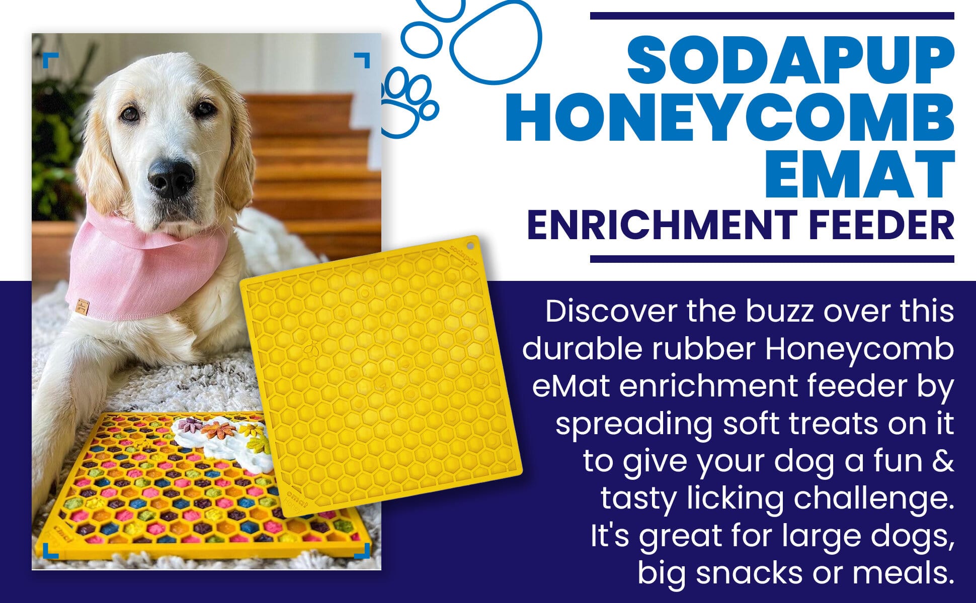Honeycomb eMat - Enrichment Lick Mat for Dogs and Cats | eMat Enrichment Toy for Anxiety Relief | SodaPup EMAT SodaPup/True Dogs, LLC