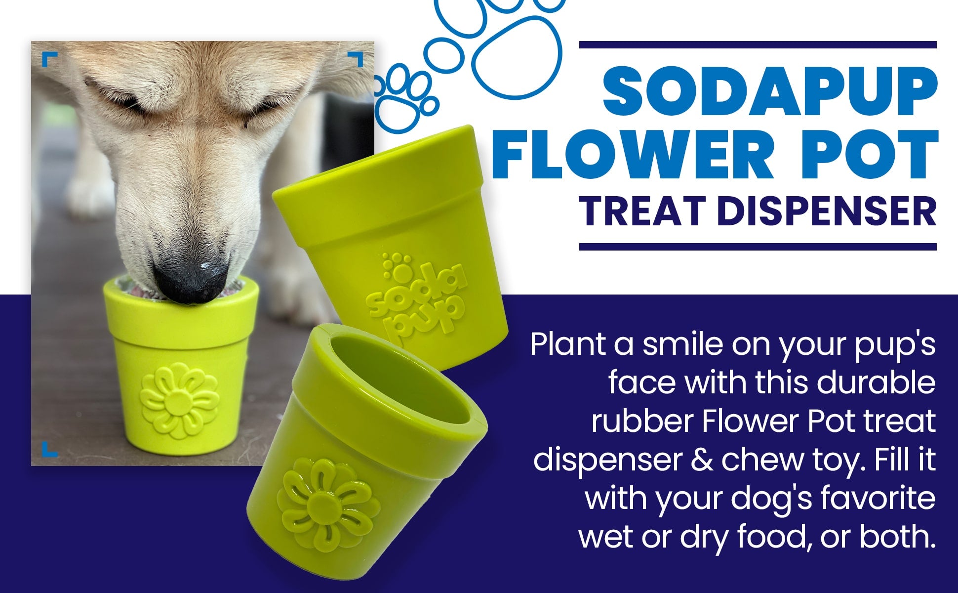 Large Flower Pot eCup Dog Treat Dispenser | Durable USA-Made Enrichment Toy | SodaPup Rubber Dog Toys SodaPup/True Dogs, LLC