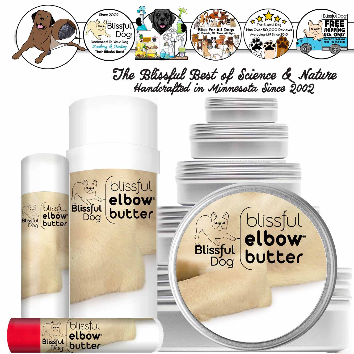 Blissful Elbow® Butter Conditions Your Dog's Elbow Calluses TIN-1OZ ELBOW BUTTER The Blissful Dog