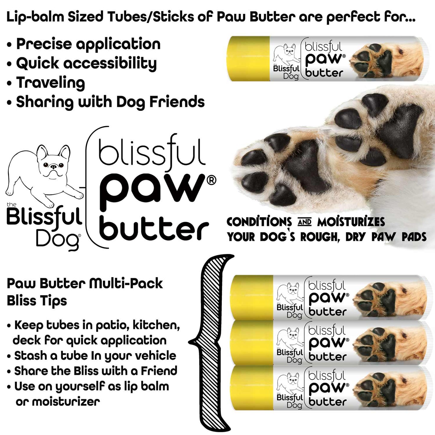 Blissful Paw® Butter Moisturizes Rough, Dry Paw Pads PAW BUTTER The Blissful Dog