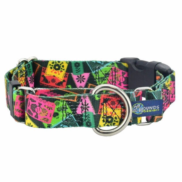 Paper Flags Buckle Martingale Dog Collar – EarthStyle 1 inch 2 Hounds Design