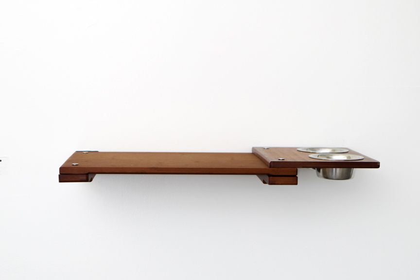 Wall Mounted Cat Feeding Shelf Standard Onyx Bamboo 34" Slotted Shelf Cat shelves/bed Catastrophic Creations