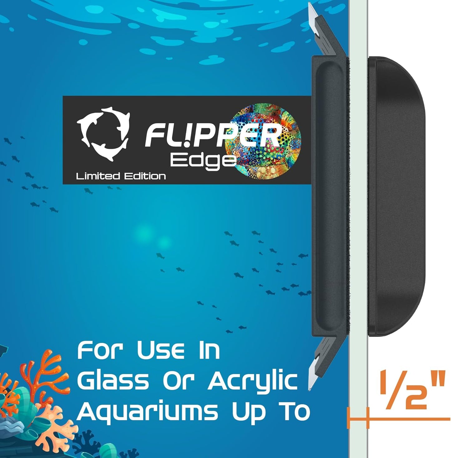 Flipper Edge Limited Edition Puffer 2 in 1 Floating Magnetic Aquarium Algae Cleaner (Standard) Scrubber Flipper Aquarium Products