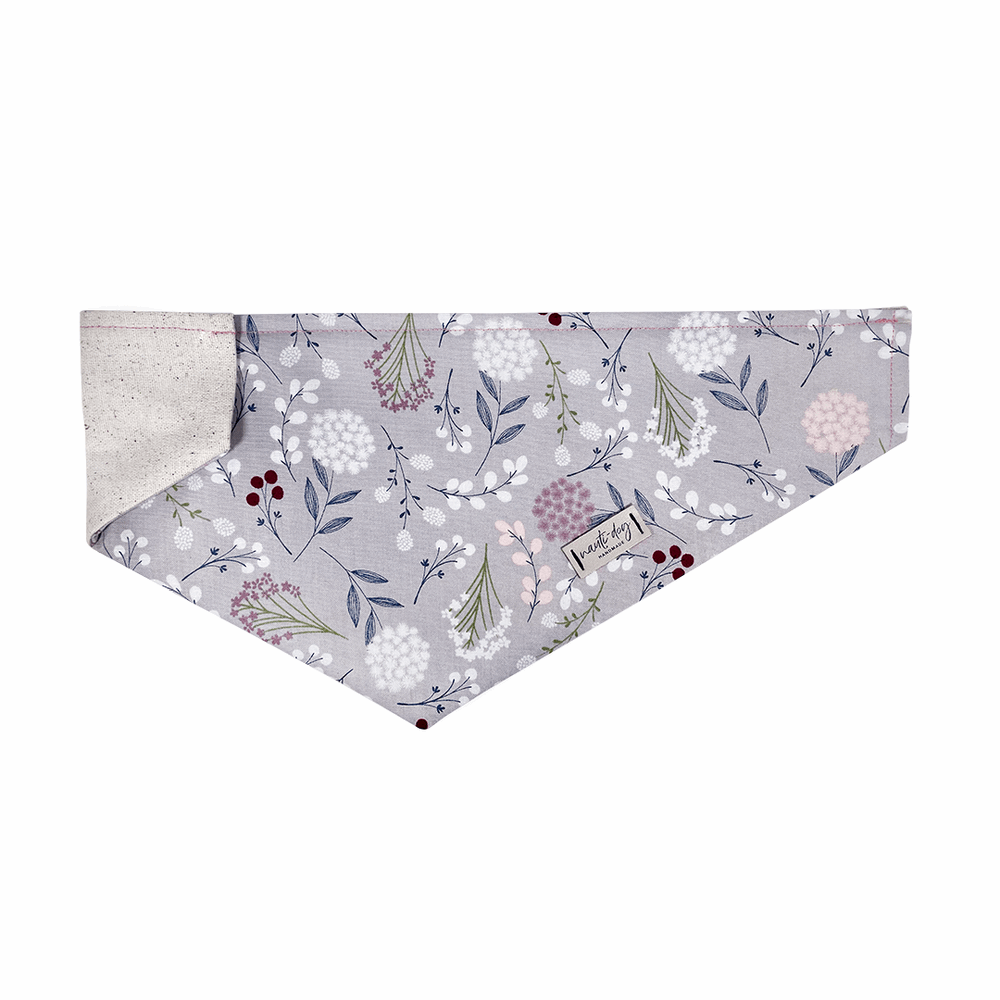 Elderberry Silver Fall Mod Floral Over-the-collar Dog Bandana Over-the-collar Bandanas Nauti-dog Handmade