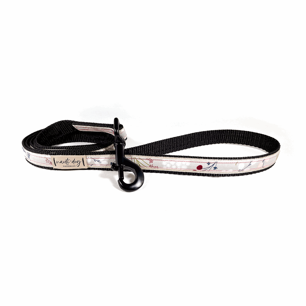 Elderberry Silver Fall Mod Floral Ribbon Dog Leash Dog Leashes Nauti-dog Handmade