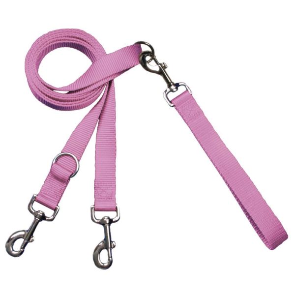 Euro Dog Leash Double Connection (Multiple Color Options) 1 inch Rose 2 Hounds Design