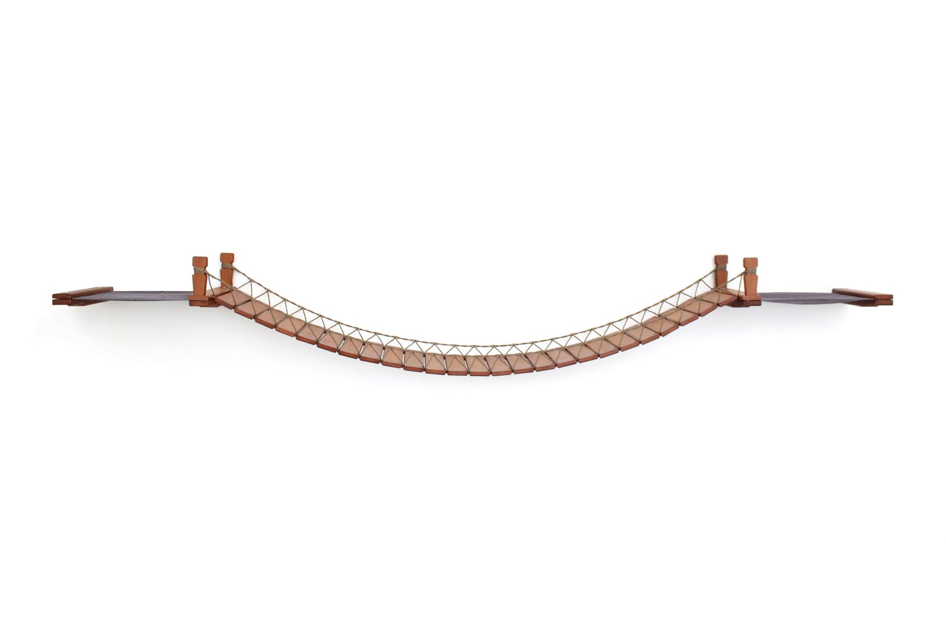 Double Cat Hammock and Climbing Bridge Combo English Chestnut Bamboo Charcoal Gray Canvas 66" Cat Bridge Catastrophic Creations