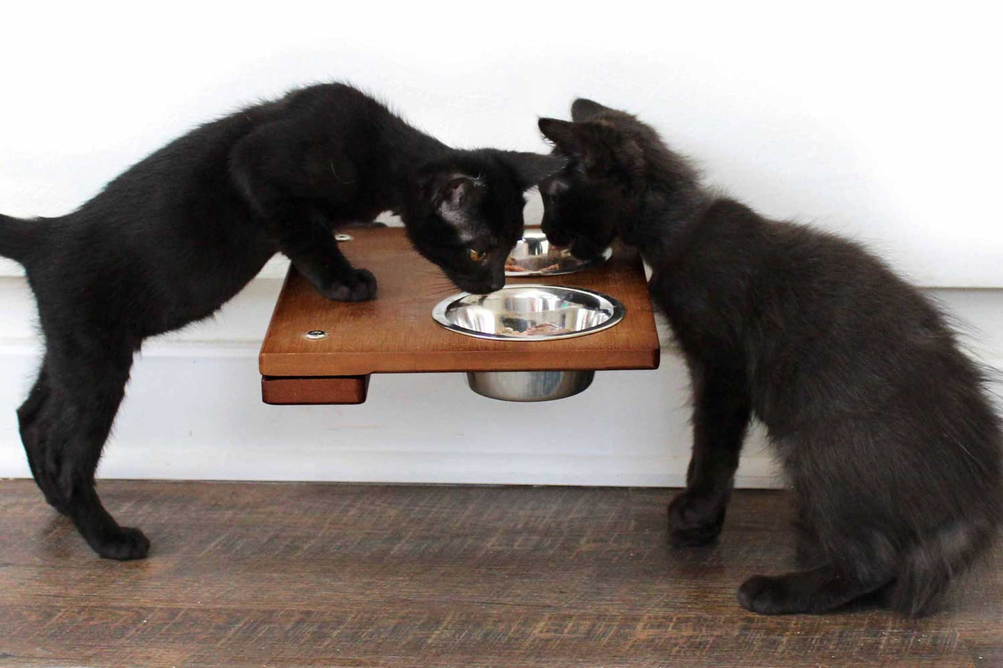 Wall Mounted Cat Feeding Shelf Standard English Chestnut Bamboo Standalone Shelf Cat shelves/bed Catastrophic Creations