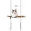 Dog Proof Cat Feeder - Wall-Mounted - Raised Standard Natural Bamboo Charcoal Gray Canvas 16" Cat Hammock Catastrophic Creations