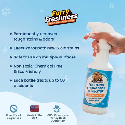 FurryFreshness Pet Stain & Odor Remover 32oz Stain Remover FurryFreshness Premium Stain and Smell Remover
