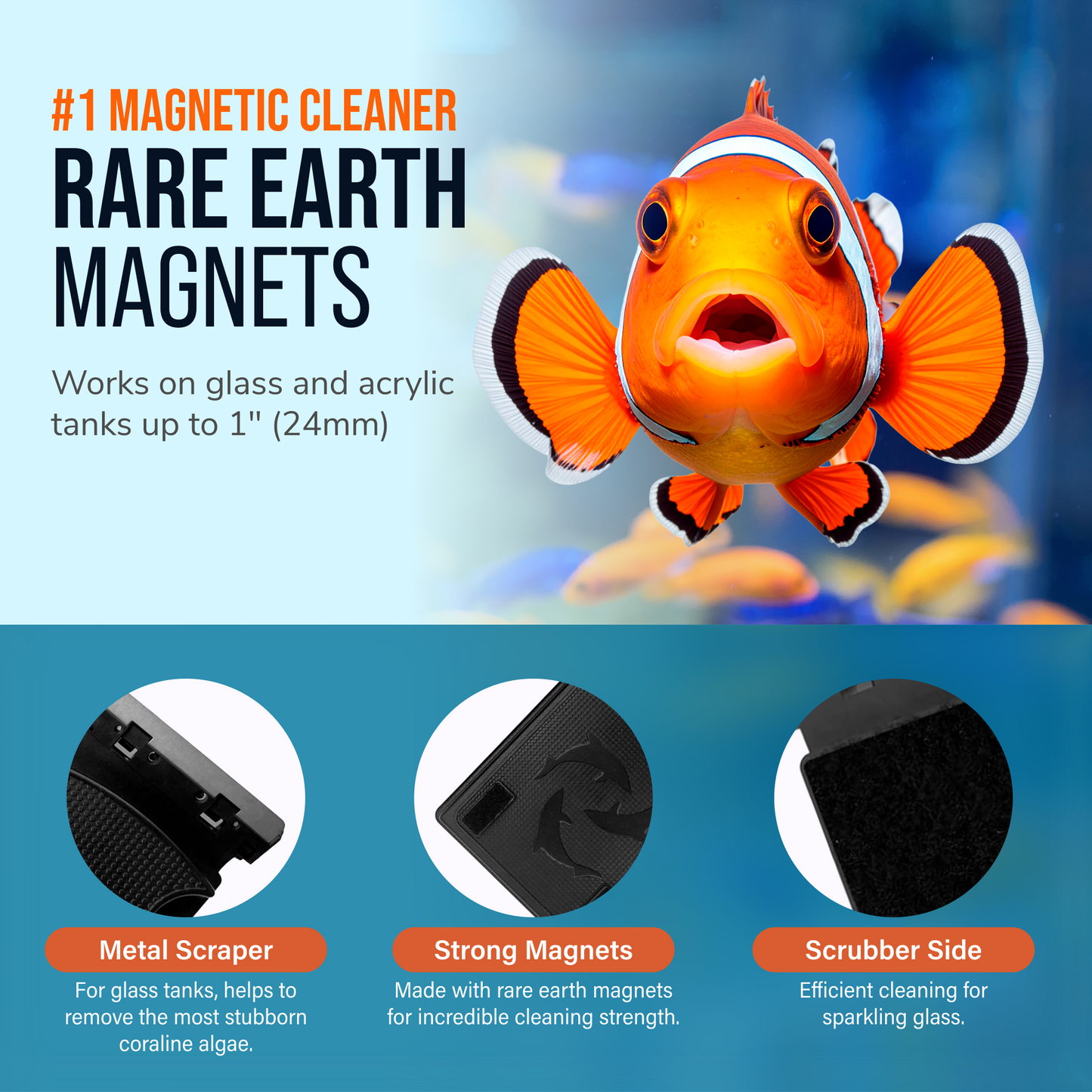 Flipper FLOAT 2 in 1 Magnetic Aquarium Algae Cleaner (Standard) Scrubber Flipper Aquarium Products