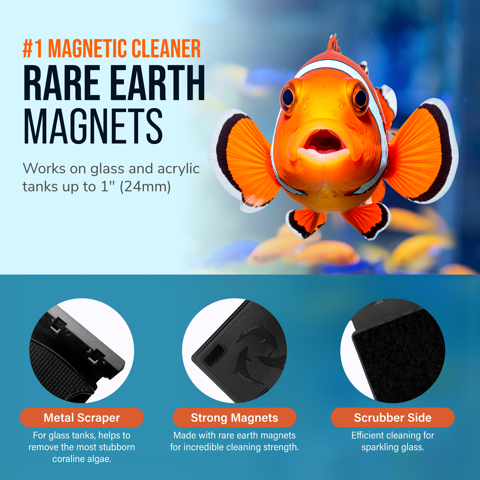 Flipper FLOAT 2 in 1 Magnetic Aquarium Algae Cleaner (Standard) Scrubber Flipper Aquarium Products