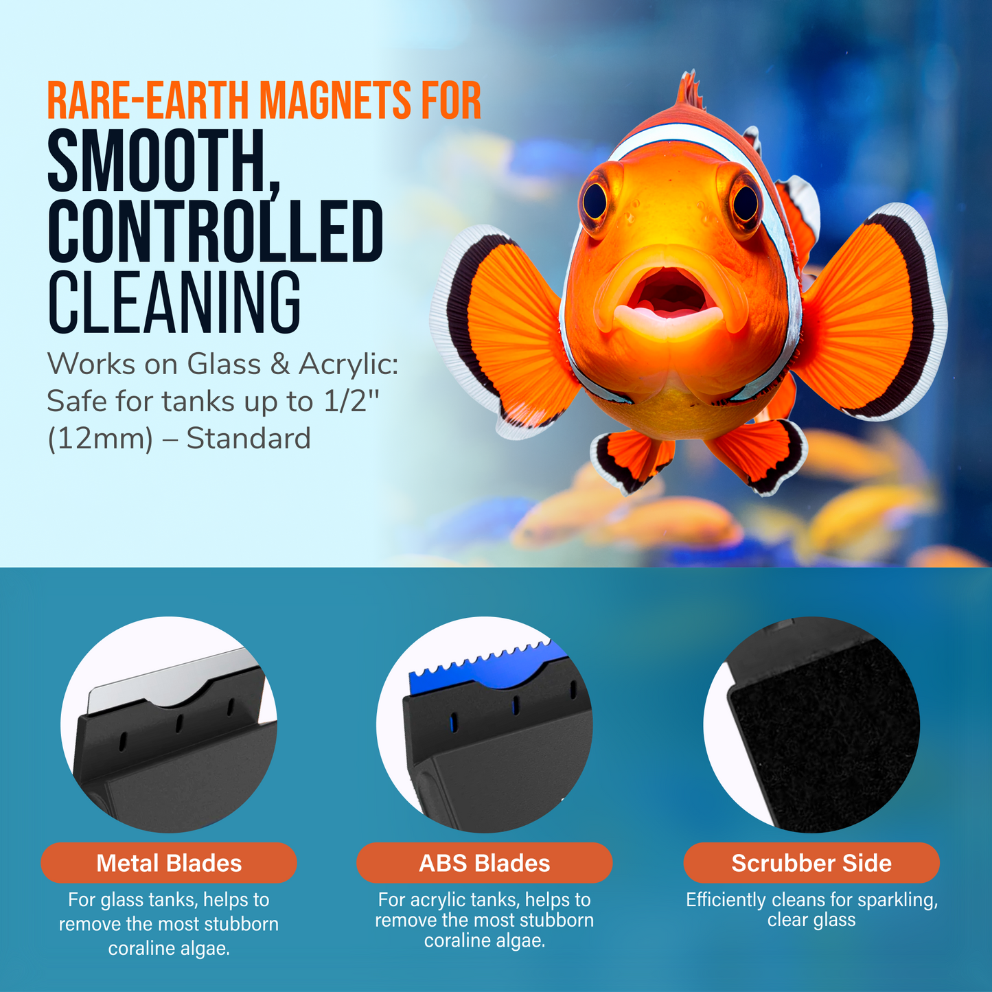 Flipper Edge 2 in 1 Floating Magnetic Aquarium Algae Cleaner (Standard) Aquarium Cleaning Supplies Flipper Aquarium Products