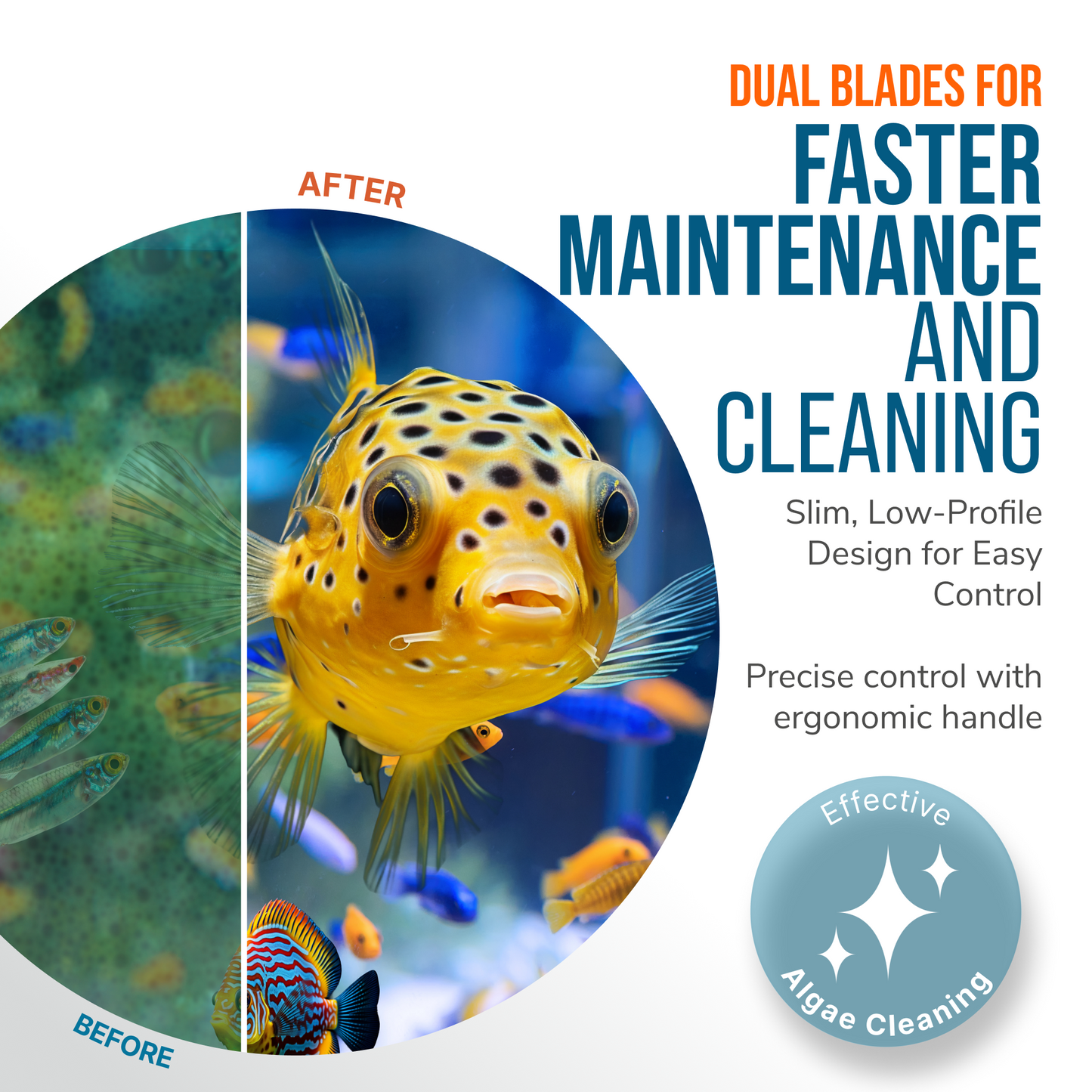 Flipper Edge Limited Edition Clownfish 2 in 1 Floating Magnetic Aquarium Algae Cleaner (STANDARD) Aquarium Cleaning Supplies Flipper Aquarium Products