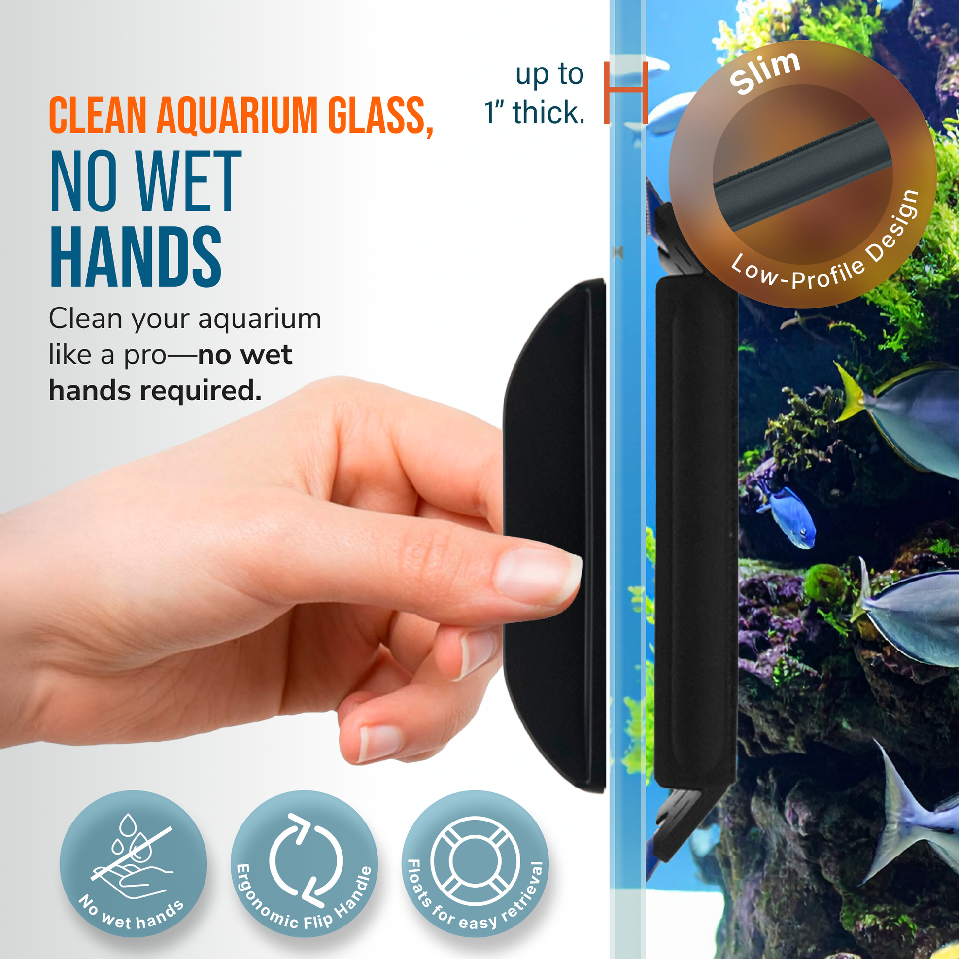 Flipper Edge 2 in 1 Floating Magnetic Aquarium Algae Cleaner (MAX) Aquarium Cleaning Supplies Flipper Aquarium Products