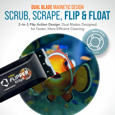 Flipper Edge Limited Edition Clownfish 2 in 1 Floating Magnetic Aquarium Algae Cleaner (MAX) Aquarium Cleaning Supplies Flipper Aquarium Products