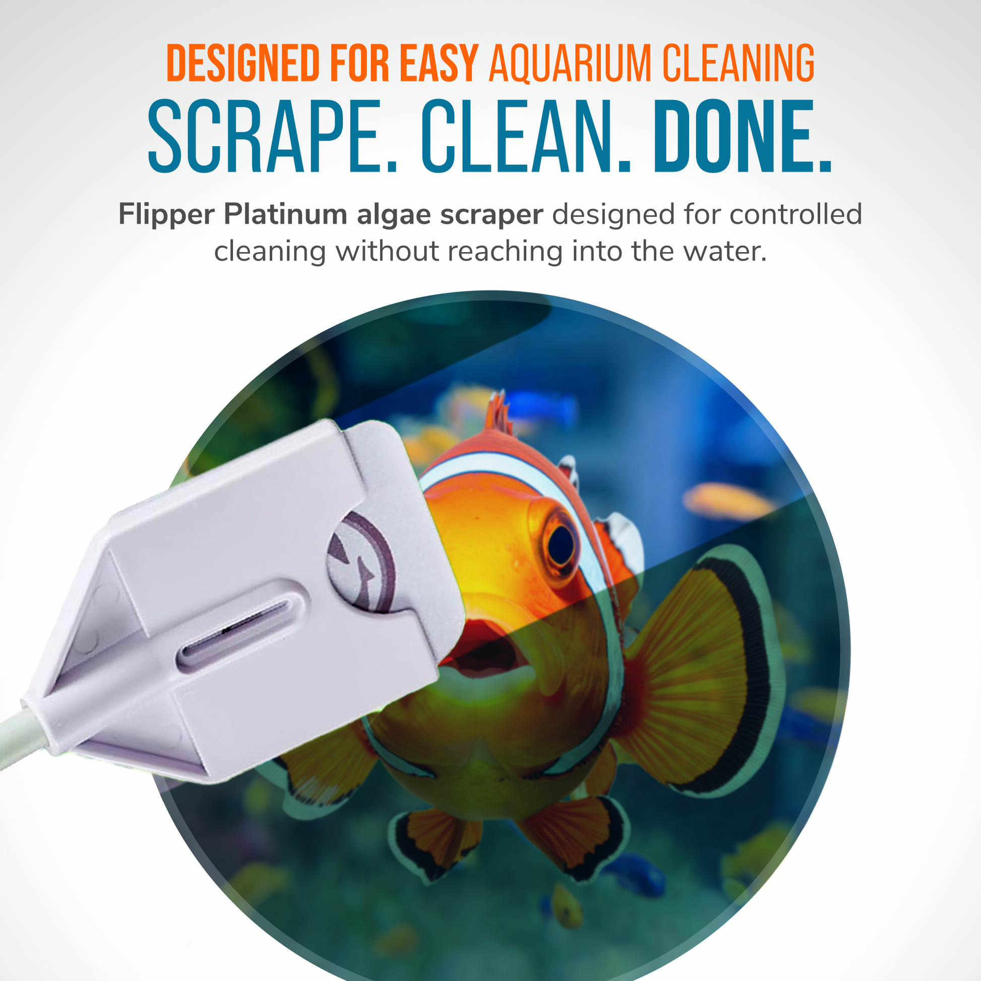 Flipper Platinum NANO Aquarium Algae Scraper 12" Hand Held Scraper Flipper Aquarium Products