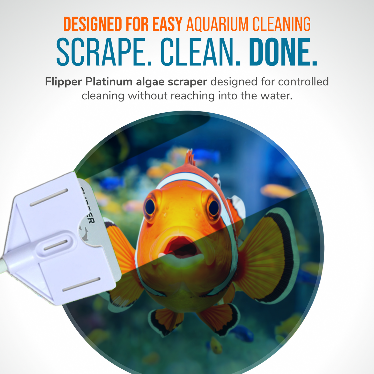 Flipper Platinum Aquarium Algae Scraper - 28" Hand Held Scraper Flipper Aquarium Products