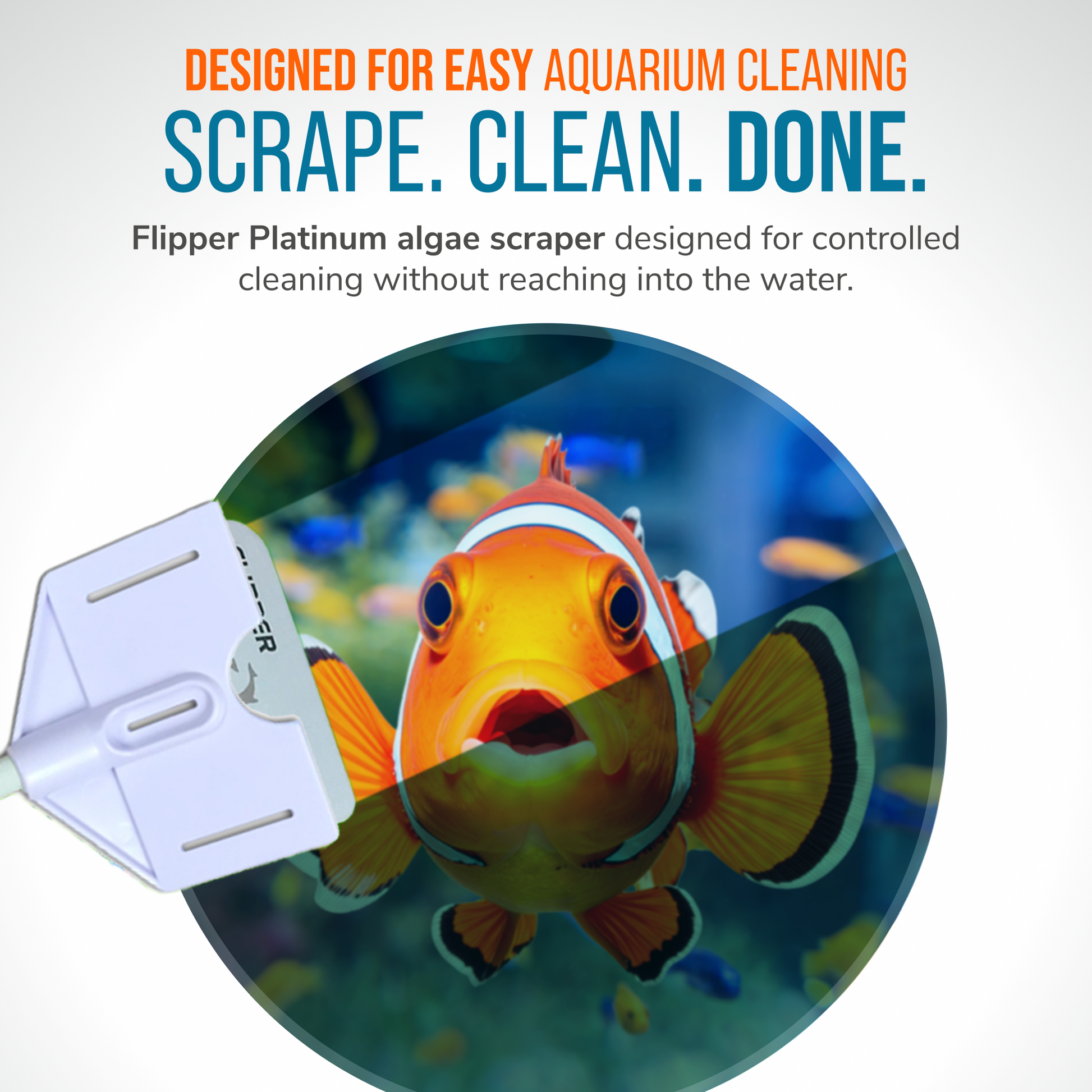 Flipper Platinum Aquarium Algae Scraper - 28" Hand Held Scraper Flipper Aquarium Products