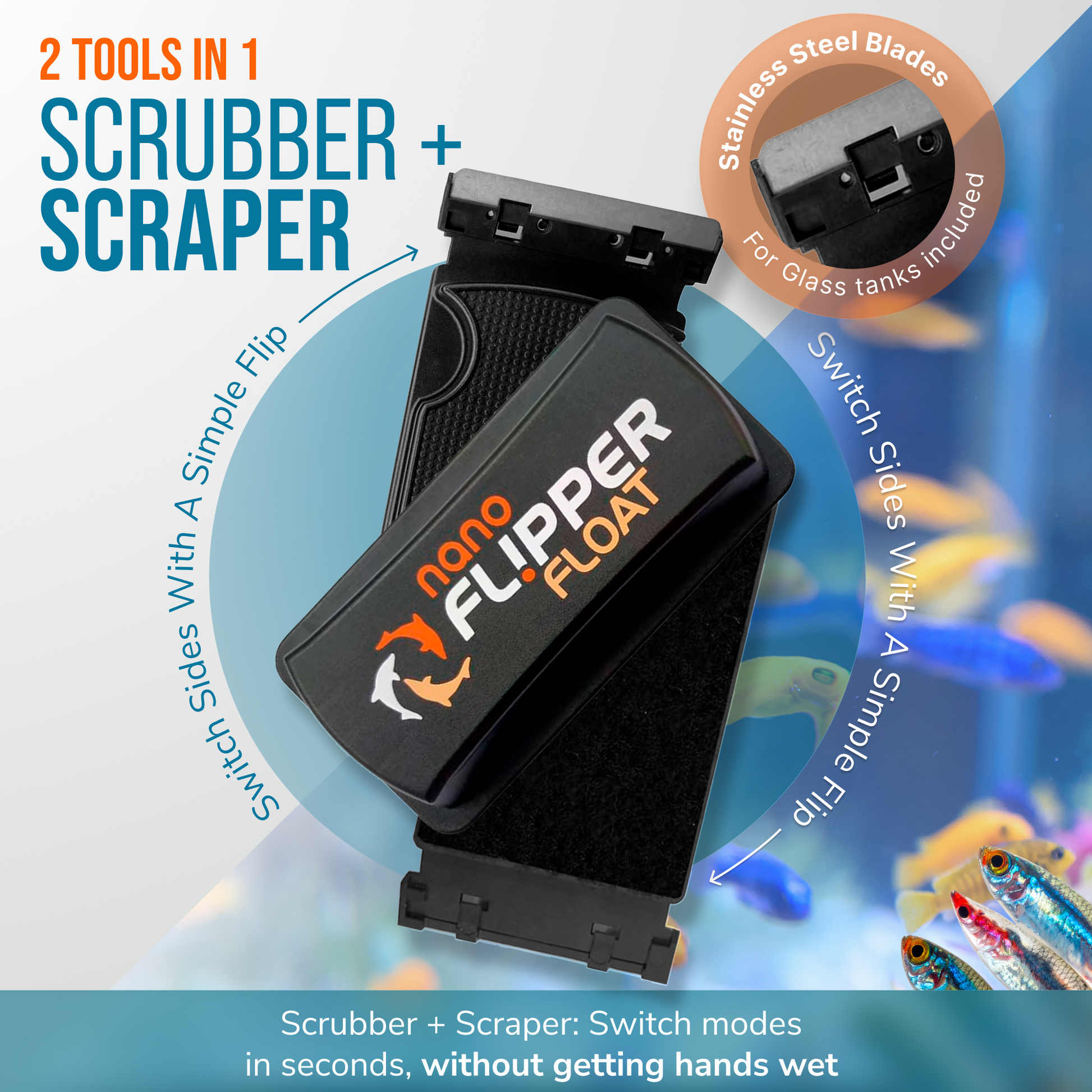 Flipper NANO FLOAT 2 in 1 Magnetic Aquarium Algae Cleaner Scrubber Flipper Aquarium Products