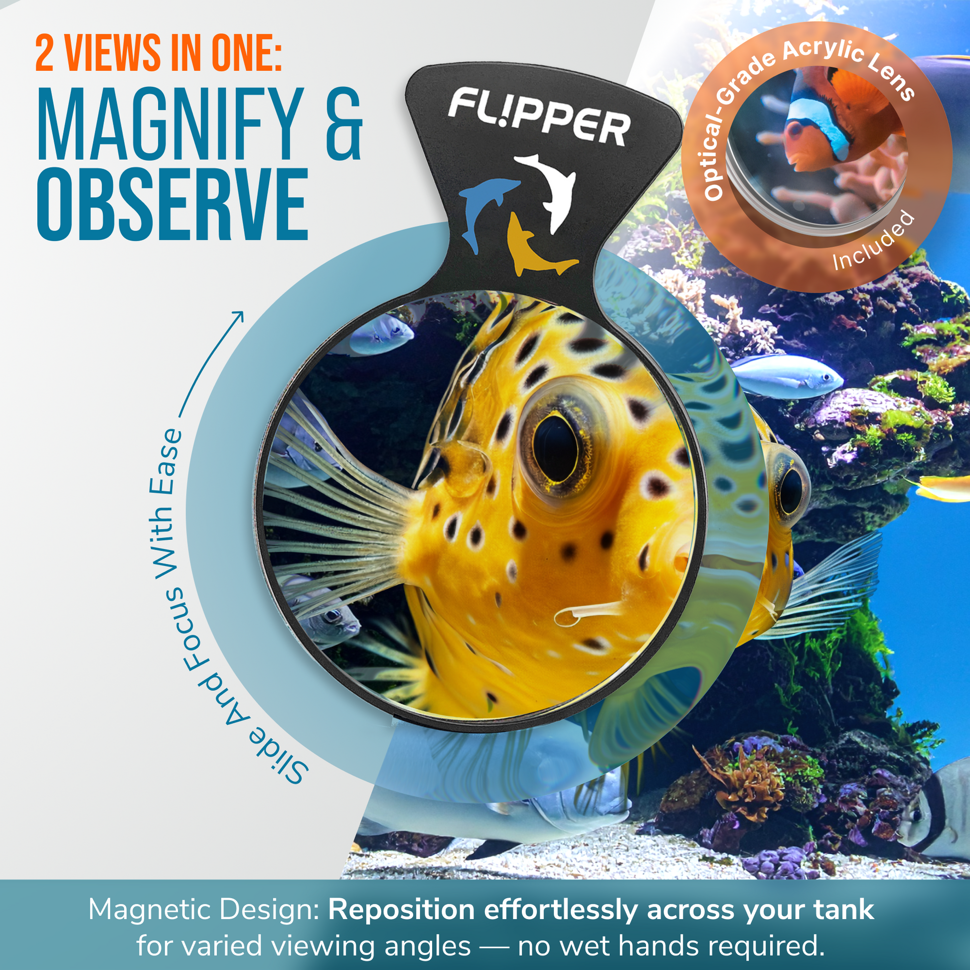 DeepSee Viewer Black Nano 3" Aquarium Viewer Flipper Aquarium Products