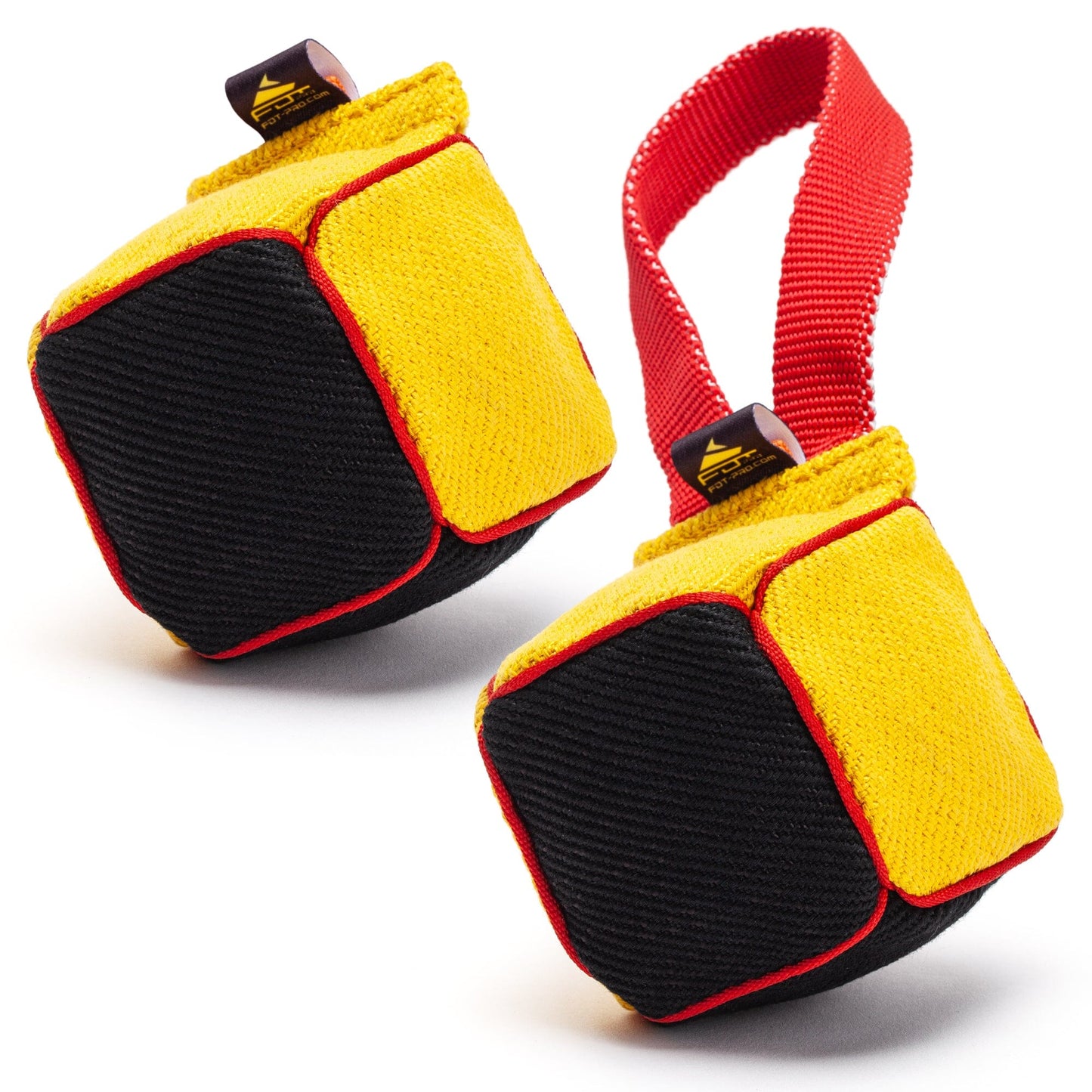 FDT Multi-Color French Linen Cube Tug Toy - with Squeaker OR with Handle Dog Toys Dogline