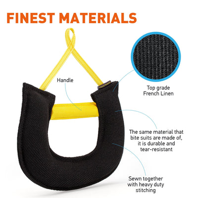 FDT French Linen Half-Moon Bite Tug Toy with Two Handles Dog Toys Dogline