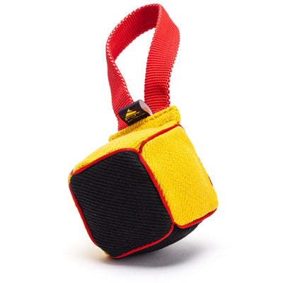 FDT Multi-Color French Linen Cube Tug Toy - with Squeaker OR with Handle with Handle Dog Toys Dogline