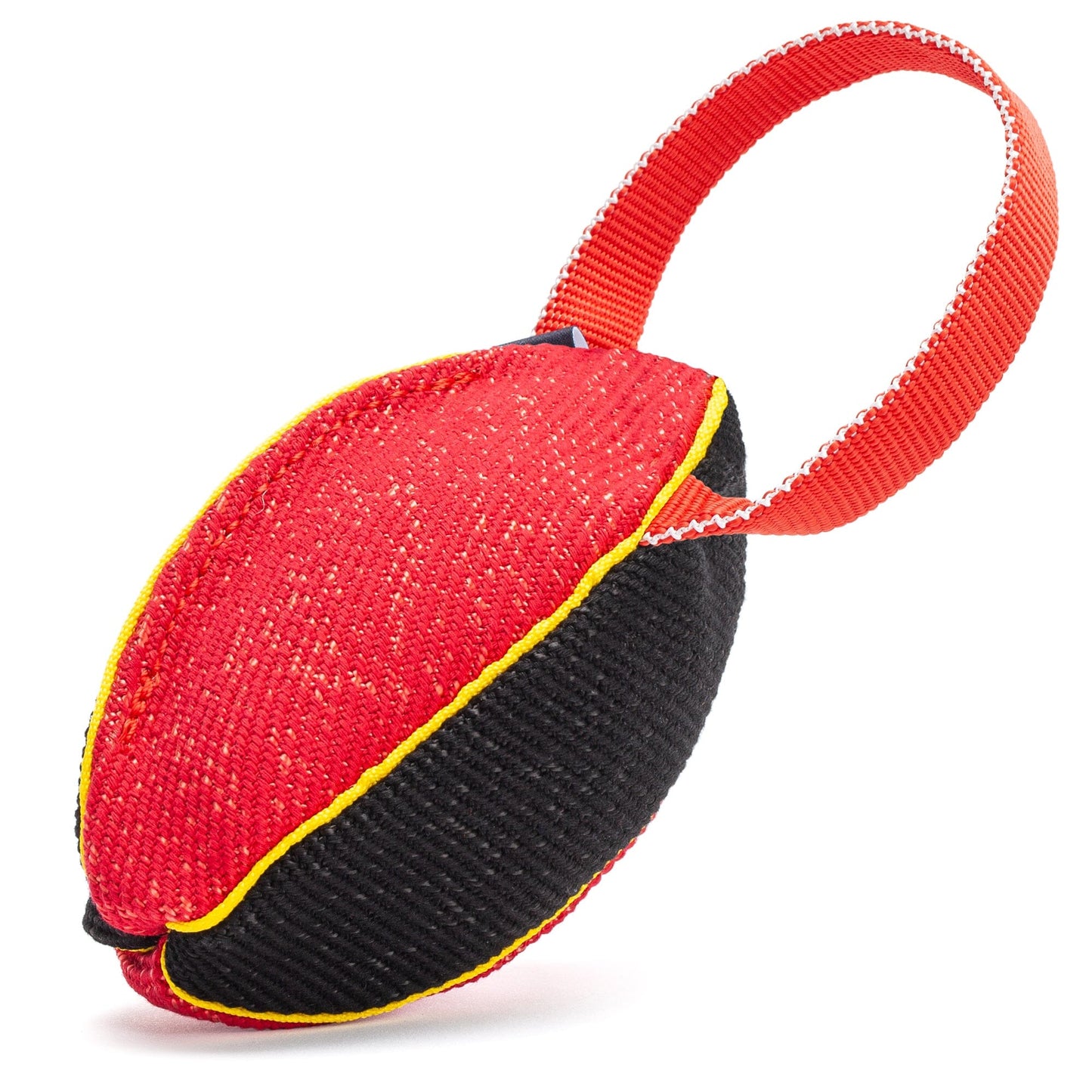 FDT Multi-Color French Linen Football Tug Toy - with Squeaker OR with Handle with Handle Dog Toys Dogline