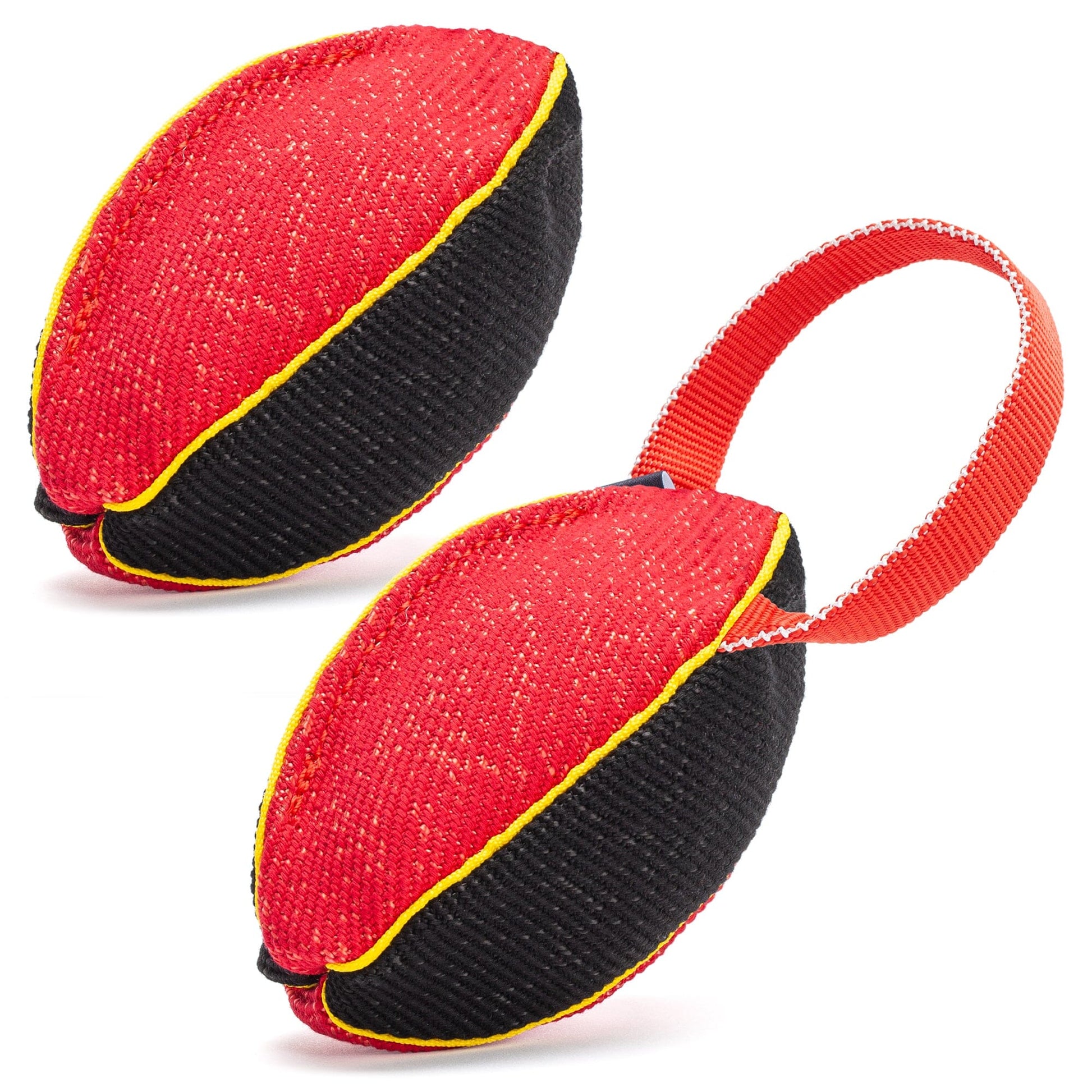 FDT Multi-Color French Linen Football Tug Toy - with Squeaker OR with Handle Dog Toys Dogline