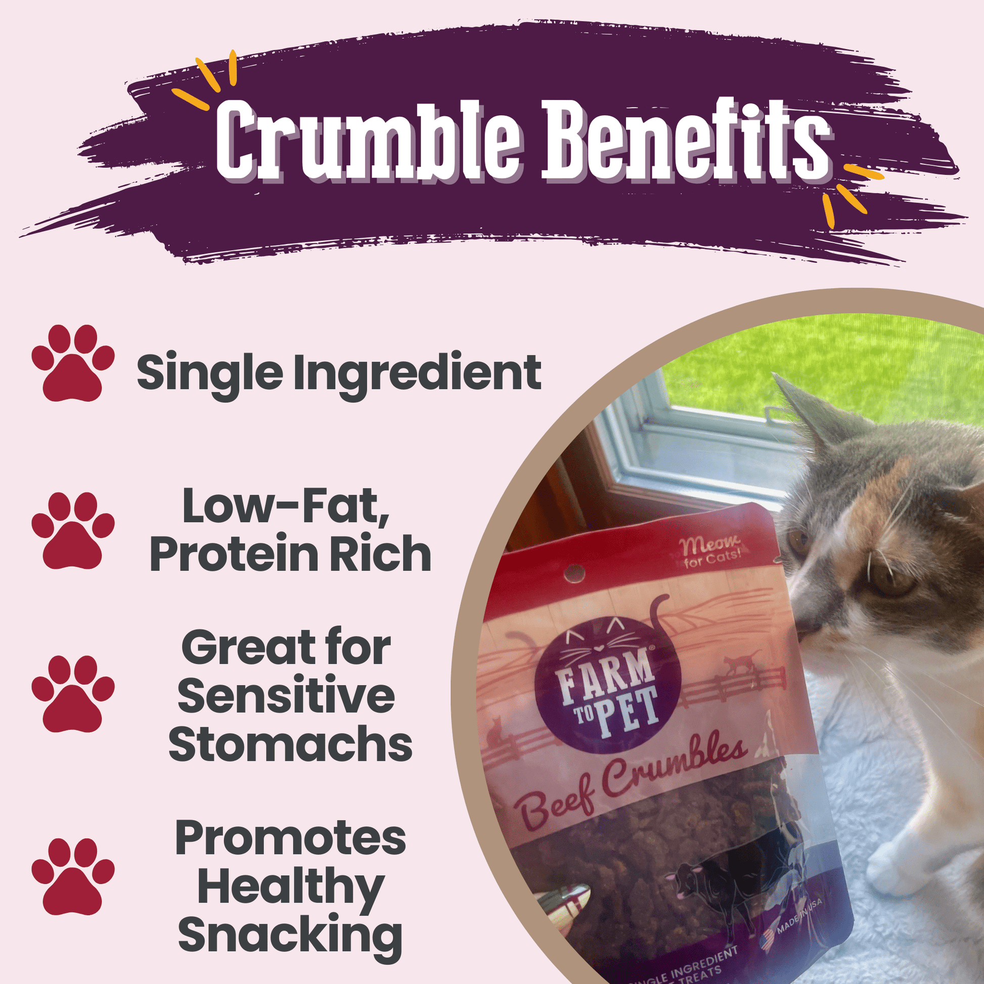 Beef Crumbles Cat Treats | High Protein Treats for Cats Crumble Farm To Pet