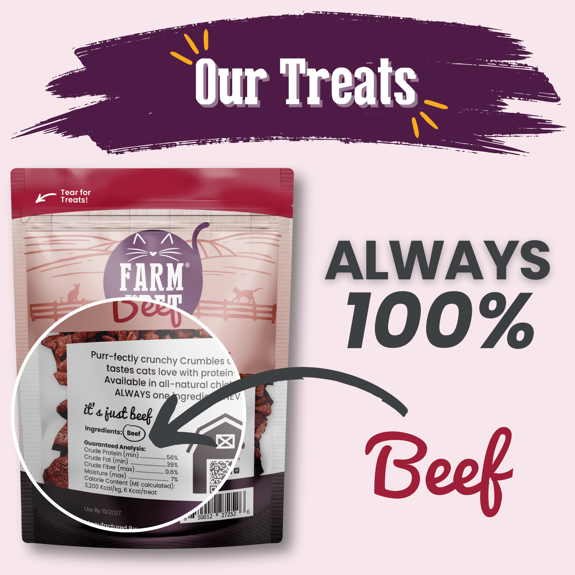 Beef Crumbles Cat Treats | High Protein Treats for Cats Crumble Farm To Pet
